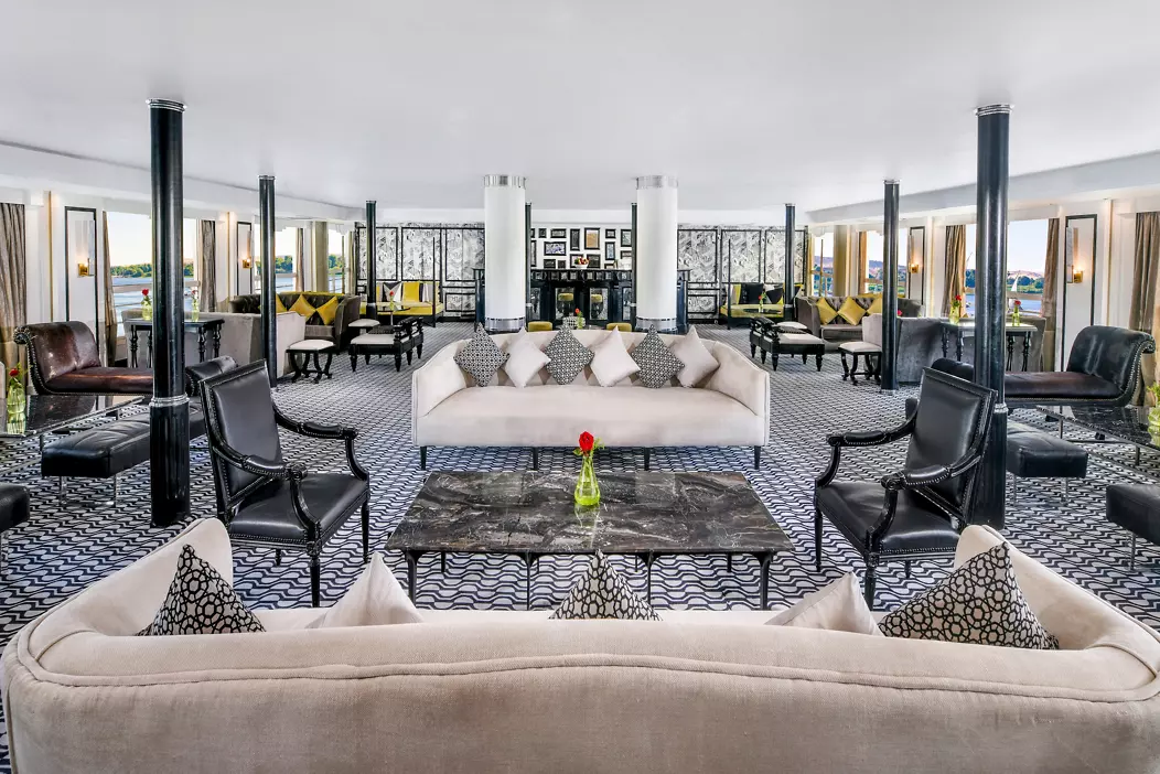Lounge aboard the MS Mövenpick Hamees Nile cruise